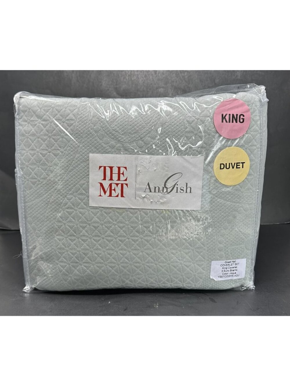 ANN GISH x THE MET GREAT HALL AQUA King 4 pc Coverlet Set w/3 Shams NEW $525